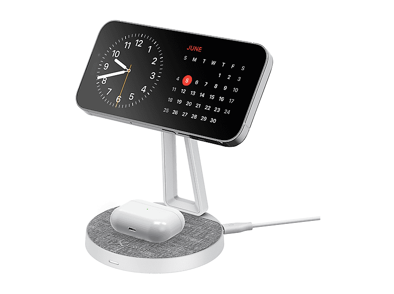 XLAYER MagFix Pro 2 in 1 MagSafe StandBy iOS 17 Ladegerät Apple, Weiß