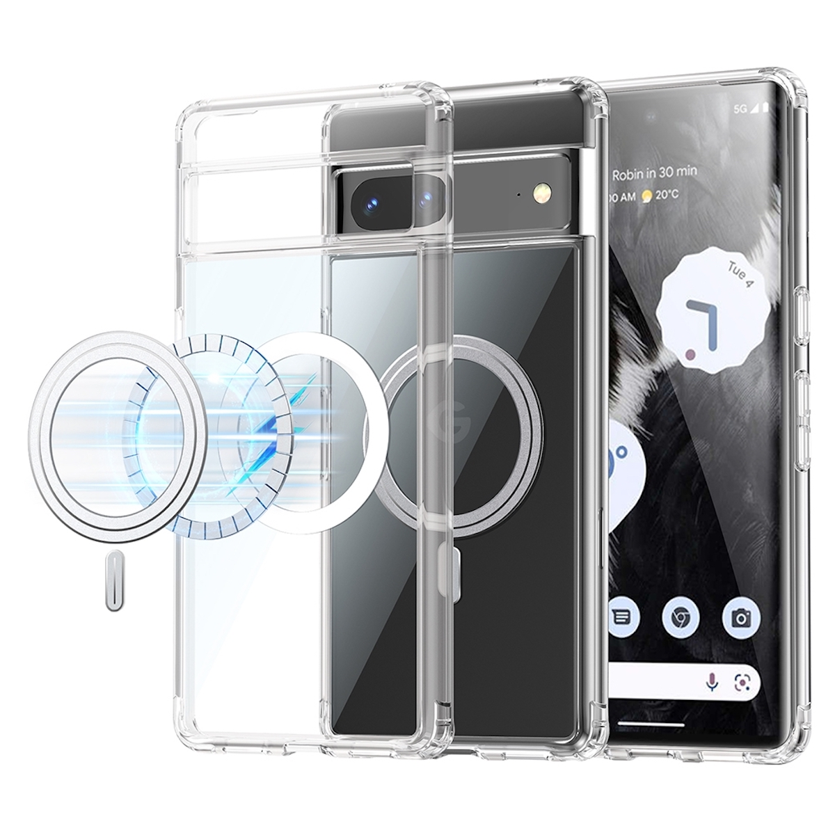 Backcover, MAGSAFE WIGENTO Hülle, Google, Pixel Transparent Body Full 7, Google