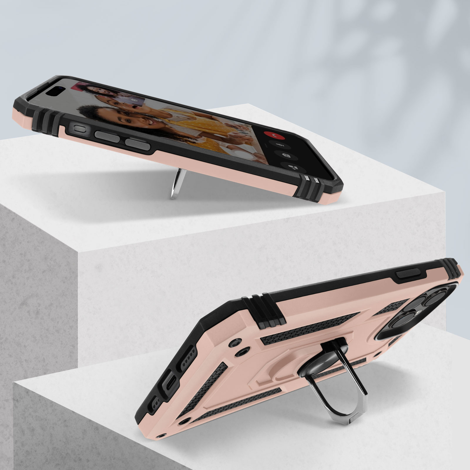 AVIZAR Apple, Pro, Backcover, Handyhülle 15 Series, Ring mit Rosegold Stoßfeste iPhone