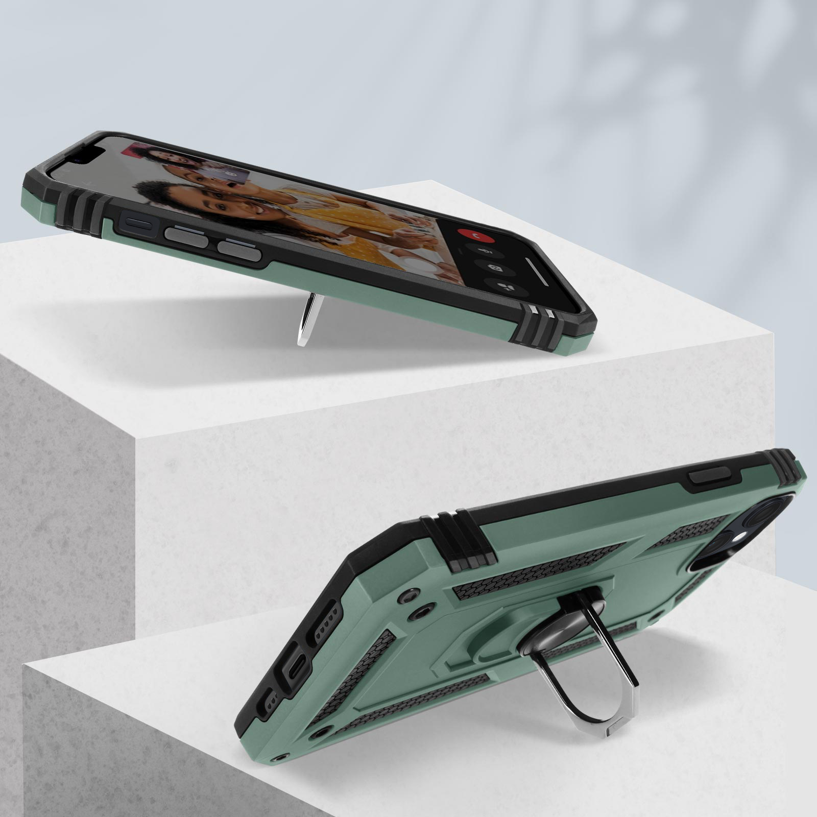 iPhone AVIZAR Apple, Handyhülle Series, 15, Stoßfeste mit Grün Ring Backcover,