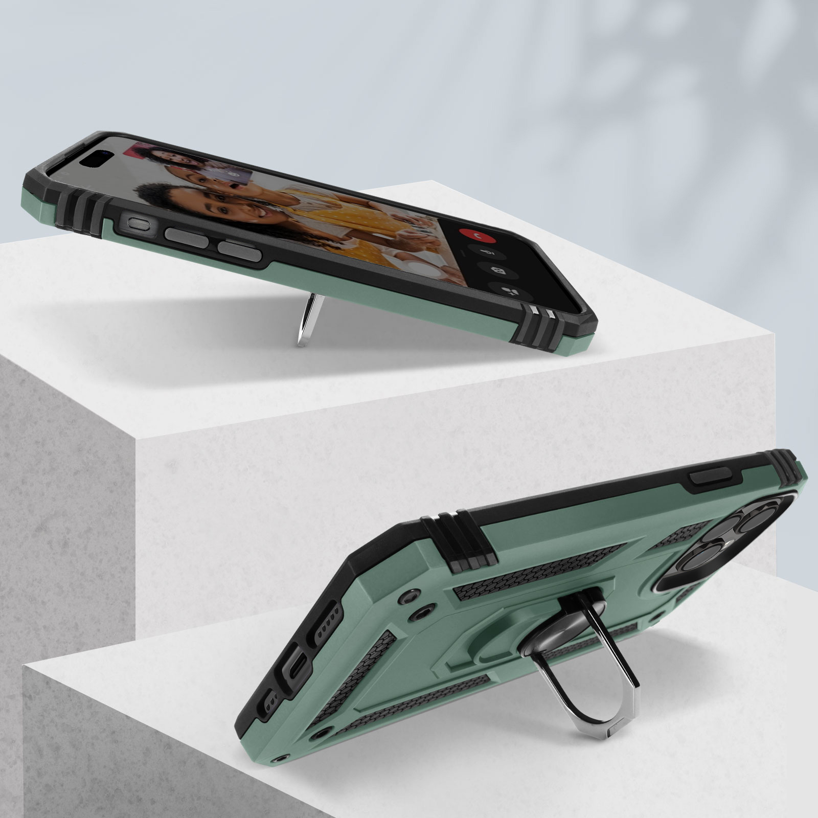 Grün iPhone AVIZAR Apple, Backcover, Handyhülle Pro, 15 Series, mit Stoßfeste Ring