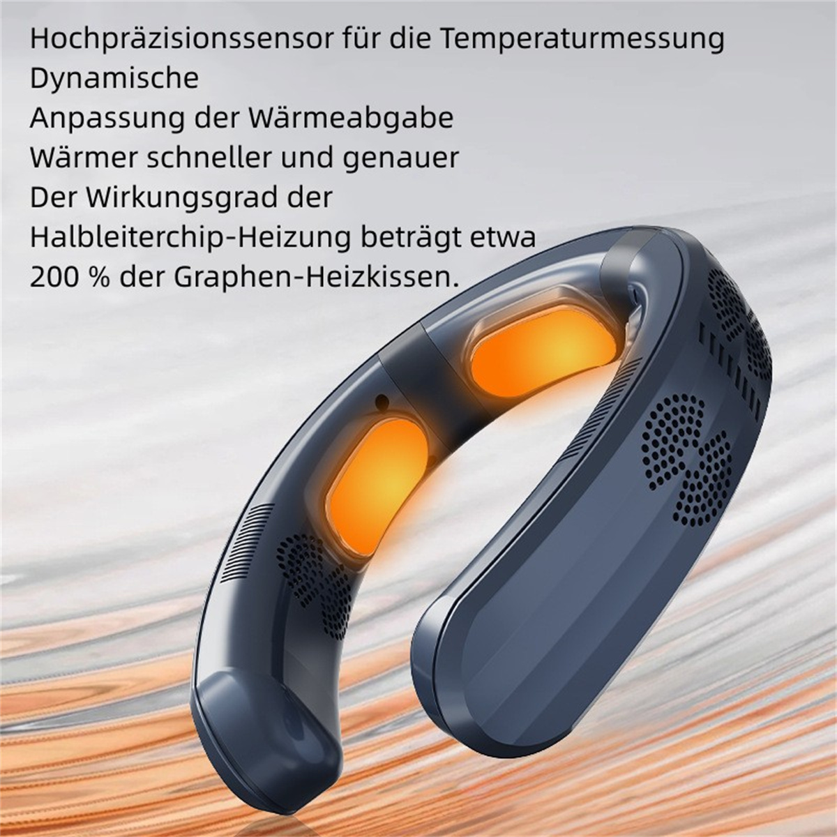 Un ventilador de cuello con descripciones de texto.