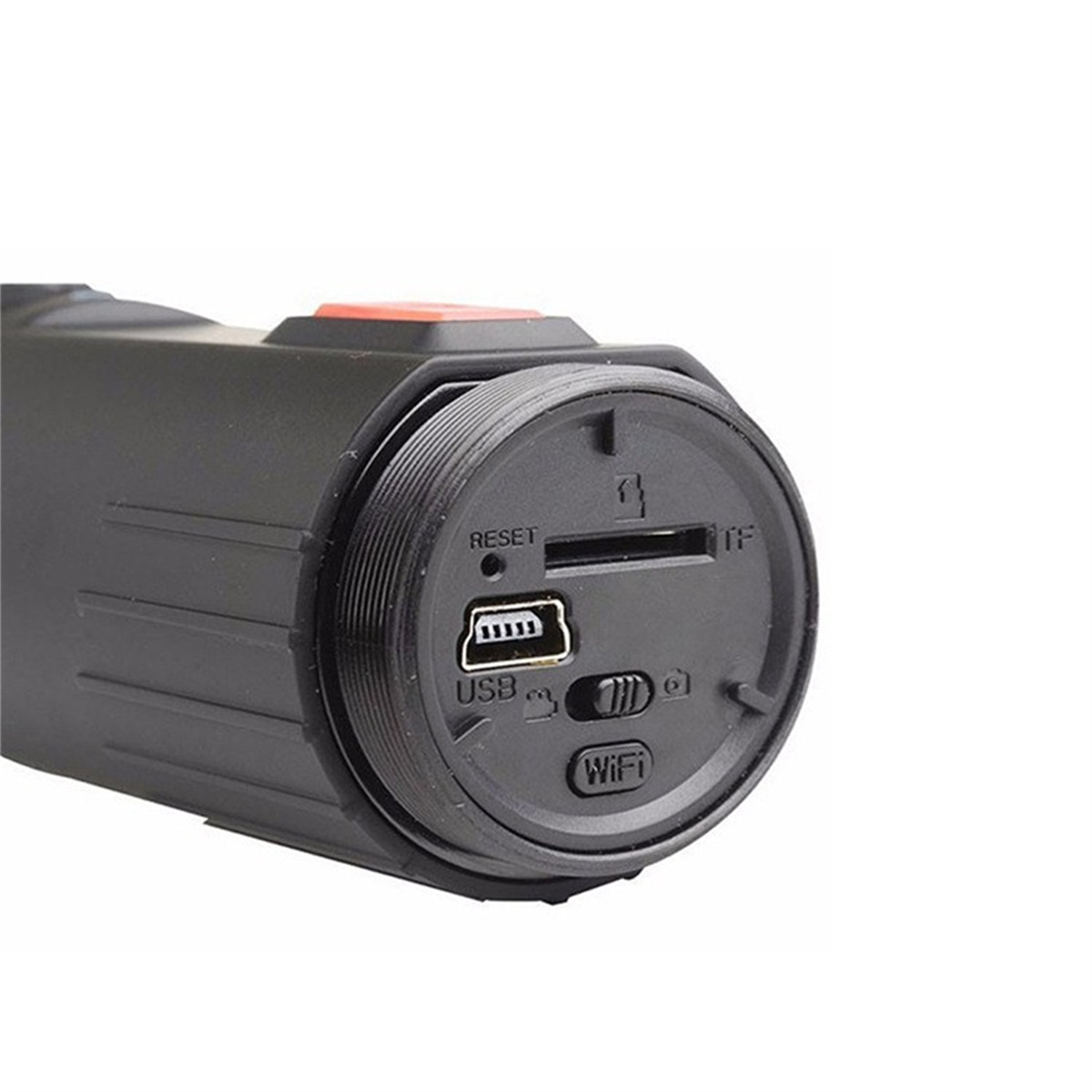 Dispositivo negro con puertos USB, reset, TF y WiFi en la parte trasera.