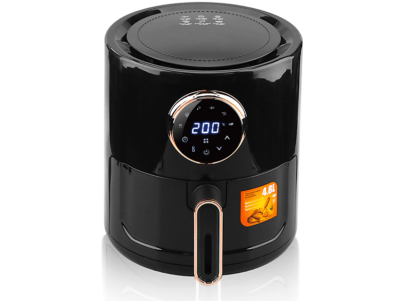 BYTELIKE Luftfritteuse Schwarz Auto Touch Display Ölfrei Kleine Elektrische Fritteuse Pommes Frites Maschine Heißluftfritteuse 1350 Watt schwarz