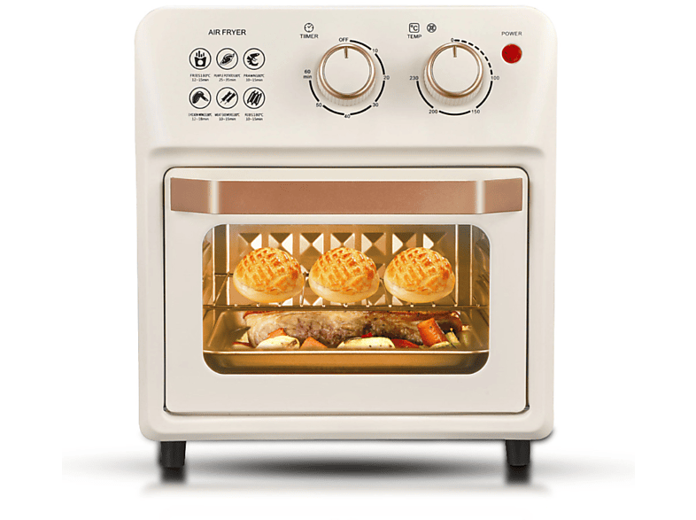 BYTELIKE Elektro-Backofen 14L Multifunktional Home Air Fryer Automatisch Smart Oven Fryer Heißluftfritteuse 1250 Watt weiß