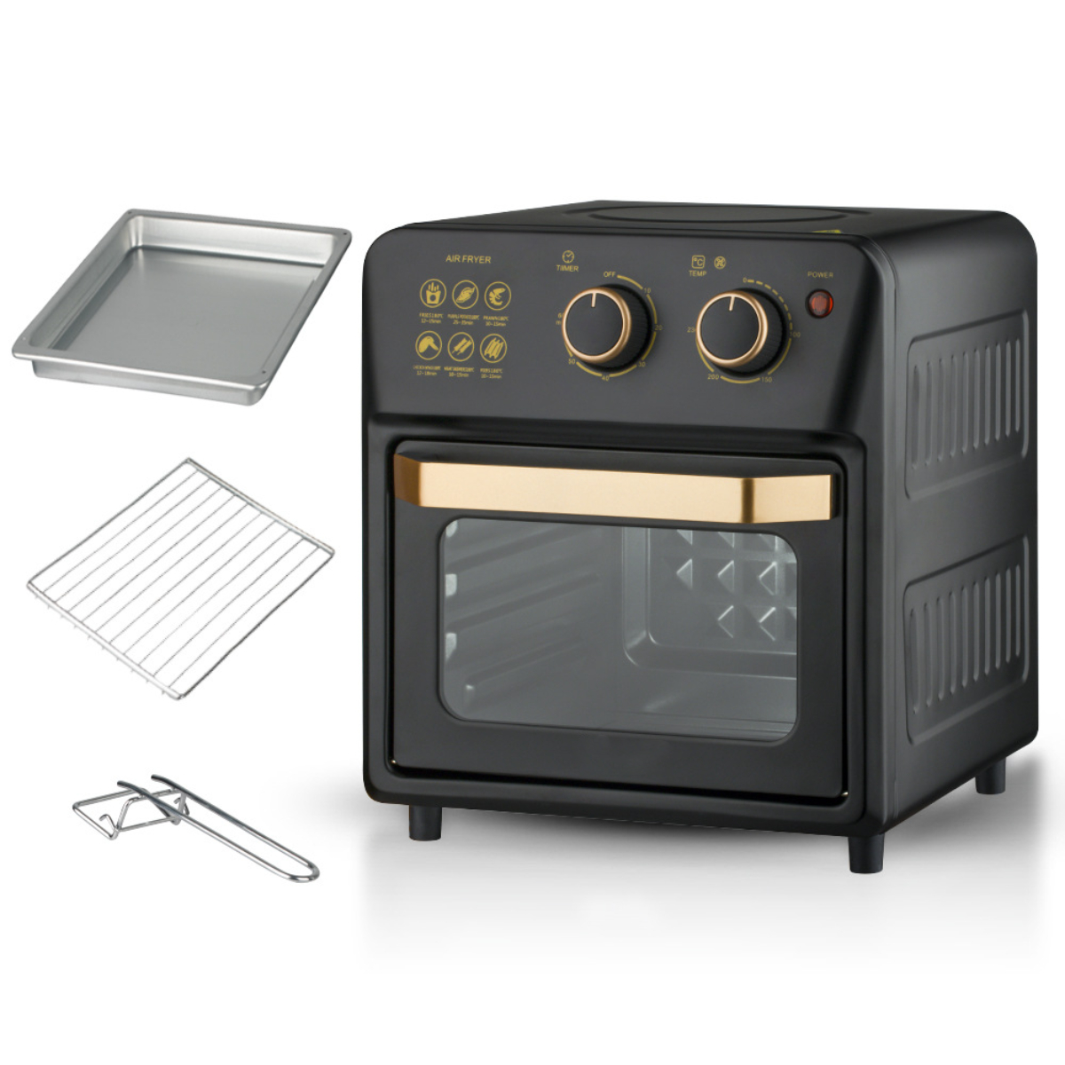 Fryer Oven Air Heißluftfritteuse Fryer Automatisch Smart 14L Elektro-Backofen schwarz 1250 Watt BYTELIKE Multifunktional Home