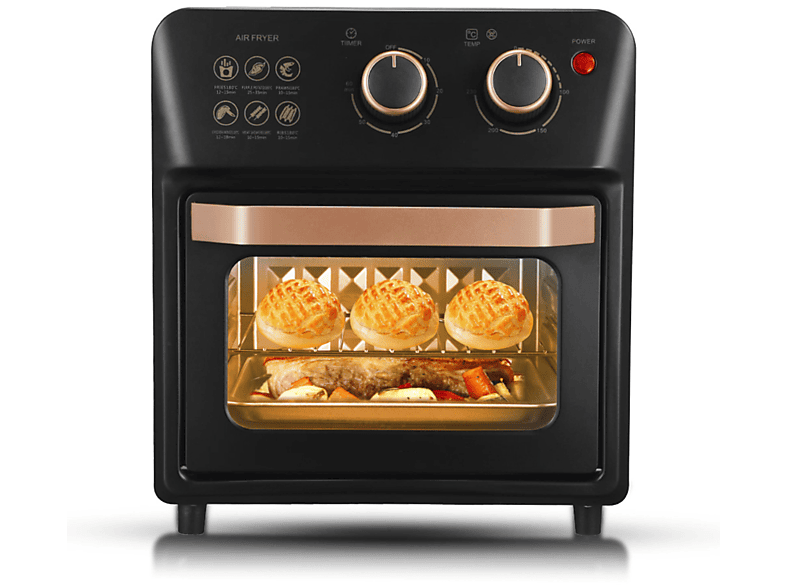 BYTELIKE Elektro-Backofen 14L Multifunktional Home Air Fryer Automatisch Smart Oven Fryer Heißluftfritteuse 1250 Watt schwarz