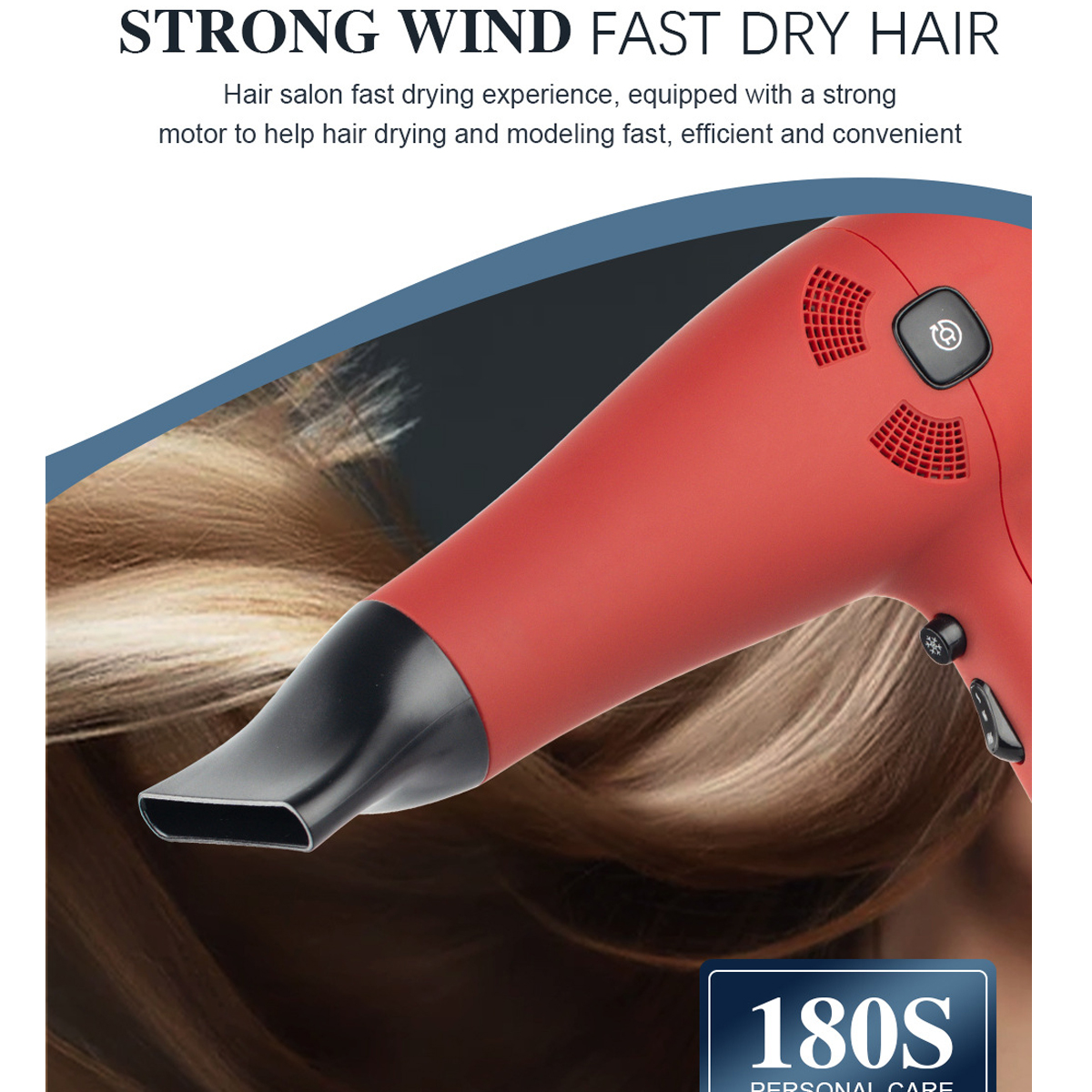 BYTELIKE Haartrockner Doppelter Negativ-Ionen-Haarpflege-Hochleistungs-Haartrockner Watt) Haartrockner werden rot verkabelt (2000 kann neu