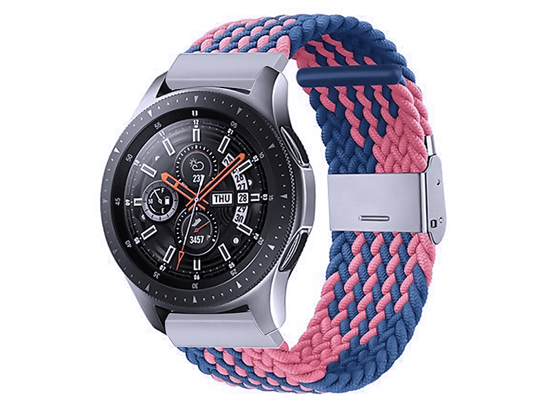 WIGENTO Gewebtes Nylon Armband, Ersatzarmband, Samsung, Galaxy Watch 6 / 5 / 4 40 44 mm / Watch 5 Pro 45mm / Watch 6 / 4 Classic 43 47 mm / 42 46 mm, Muster 11