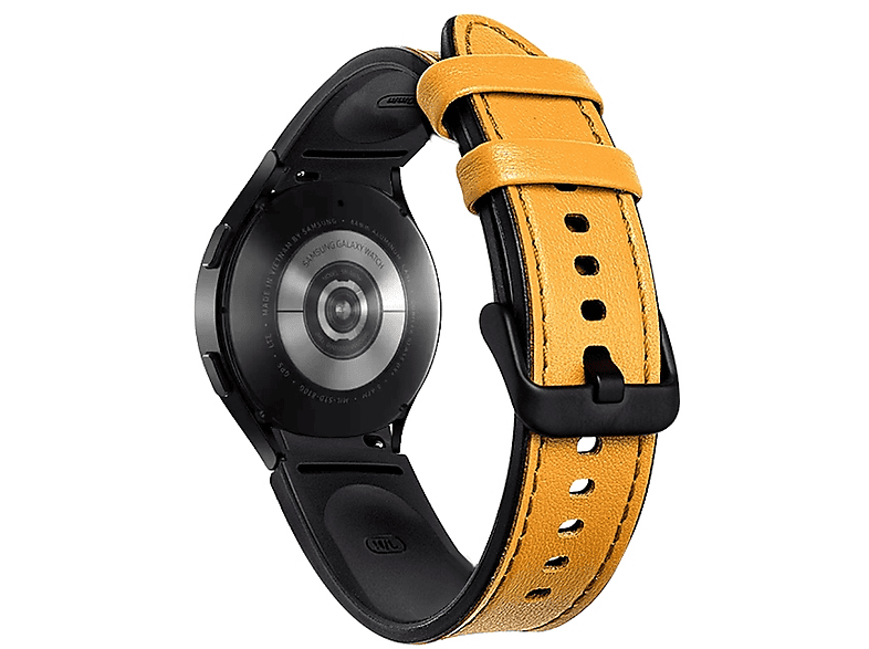 WIGENTO Design Kunstleder Armband, Ersatzarmband, Samsung, Galaxy Watch 6 / 5 / 4 40 44 mm / Watch 5 Pro 45mm / Watch 6 / 4 Classic 43 47 mm / 42 46 mm, Gelb | Smartwatch Armbänder