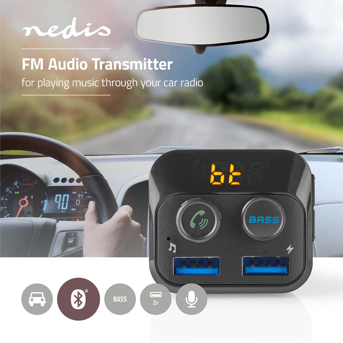 NEDIS CATR120BK Kfz FM Schwarz Audio Transmitter