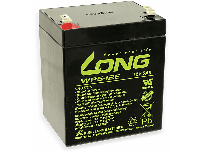 KUNG LONG Blei-Akkumulator WP5-12E, 12 V-/5 Ah, zyklenfest Blei Akkumulator