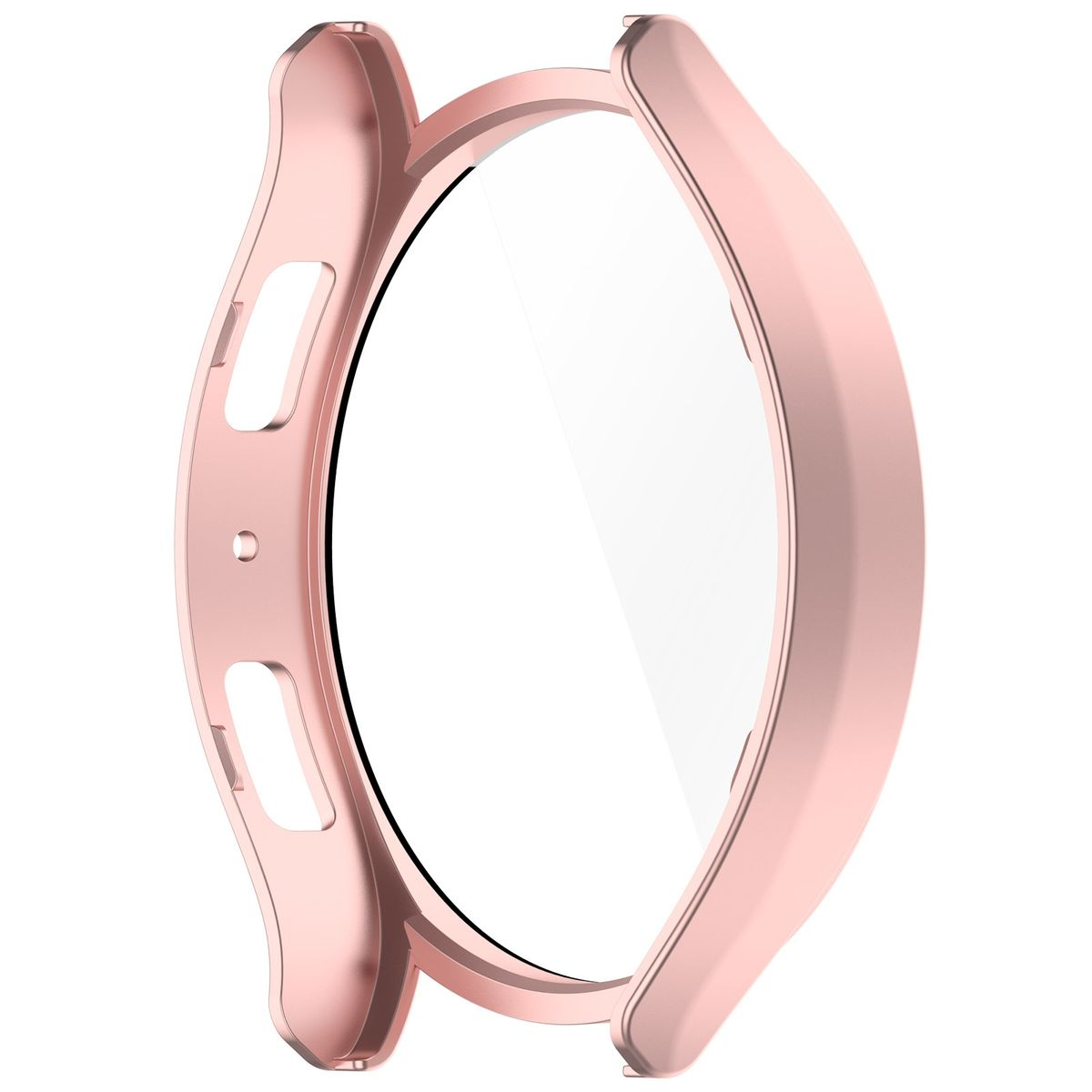 Roségoldenes Uhrengehäuse mit klarem Displayschutz, zeigt die Gesamtform.