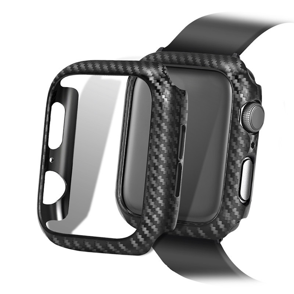 WIGENTO Schock Gehäuse Hülle Carbon Gen. Smartwatchhülle(für 9 Design Serie Watch / Style 7 / 45mm) 8 Apple