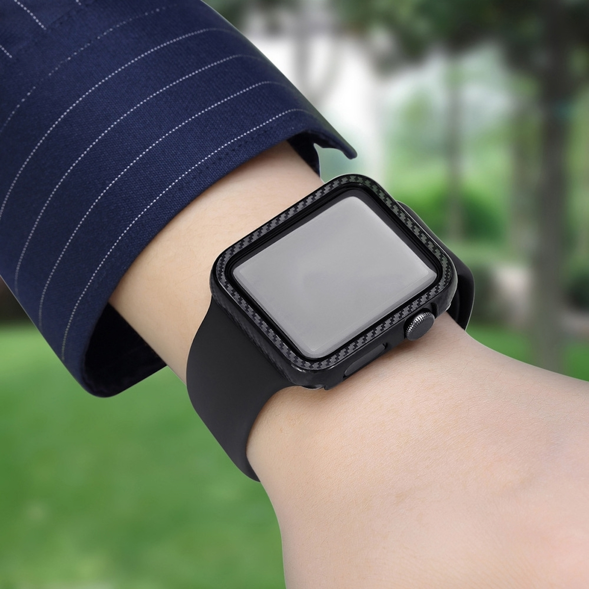 WIGENTO Schock Gehäuse Hülle Carbon Gen. Smartwatchhülle(für 9 Design Serie Watch / Style 7 / 45mm) 8 Apple