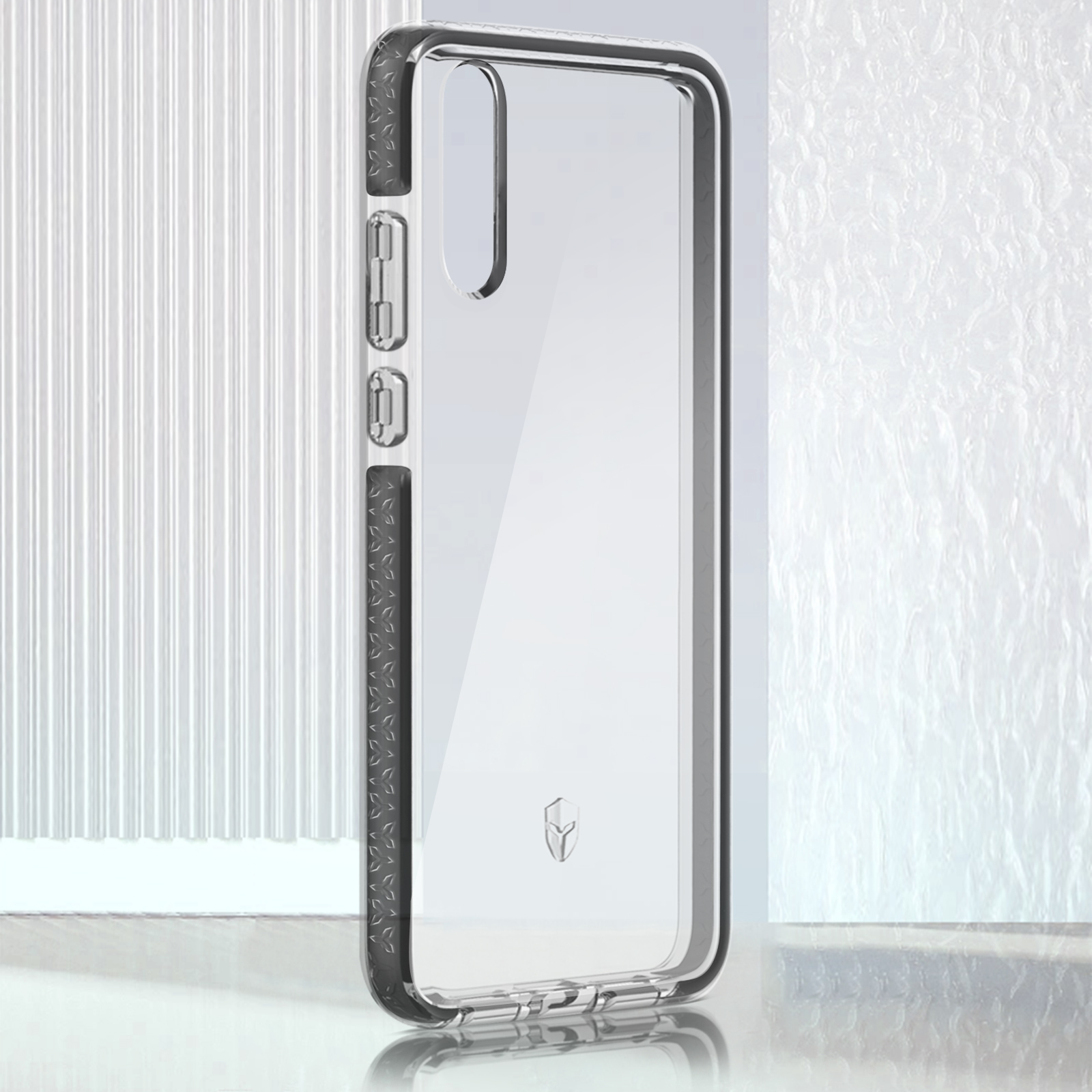 Transparante telefoonhoes met een zwart frame. Transparante achtergrond.