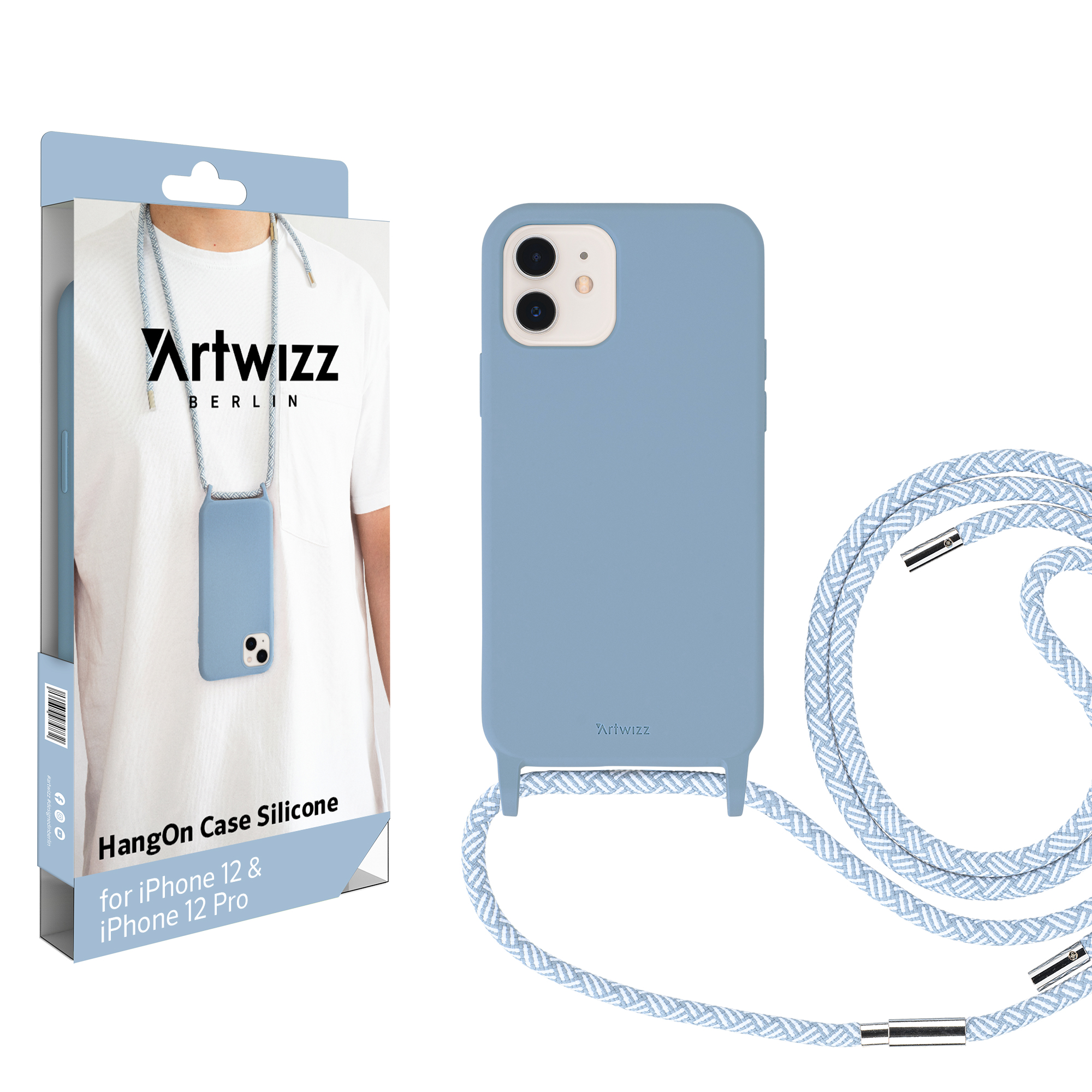 ARTWIZZ HangOn Case Pro, Silicone, Hellblau 12 Umhängetasche, / Apple, iPhone 12 iPhone