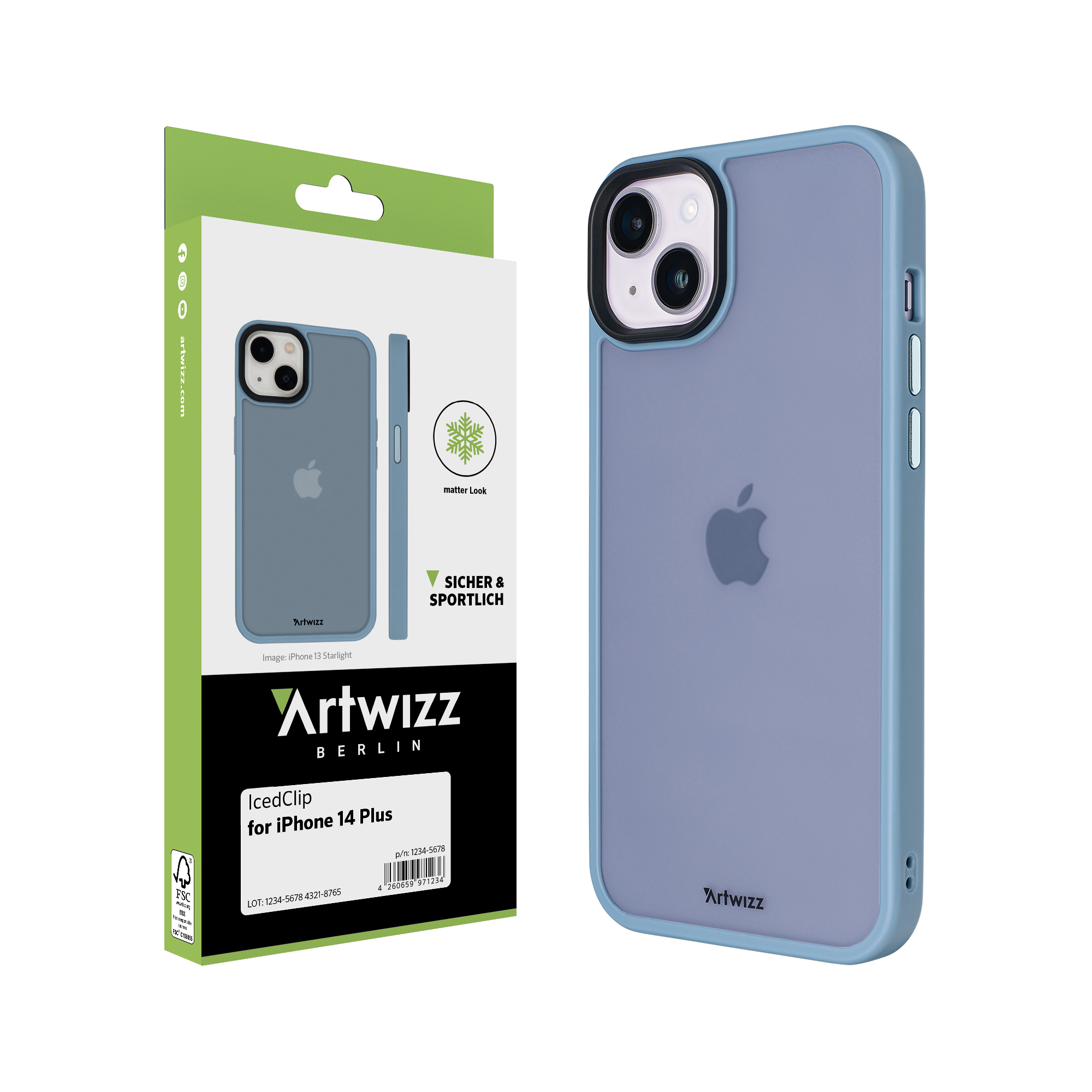 Backcover, Blau IcedClip, ARTWIZZ 14 Apple, Plus, iPhone