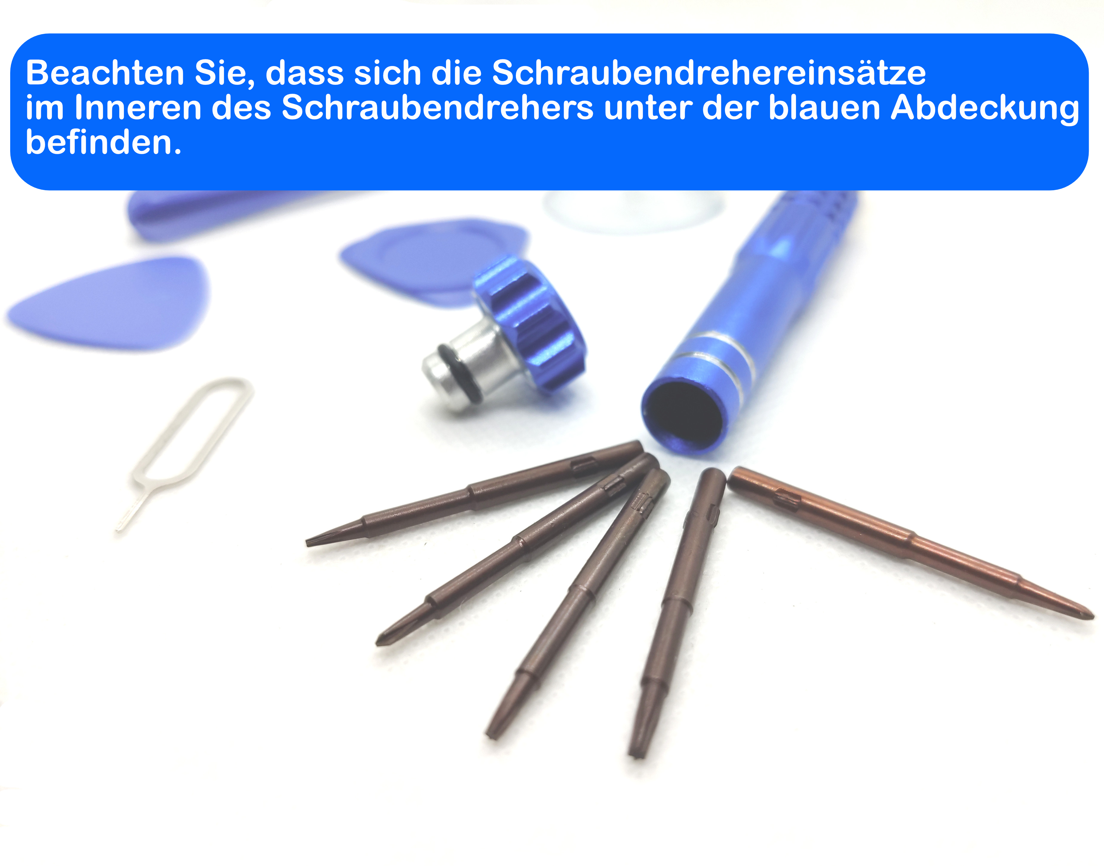 Schraubendreher und Werkzeuge, mit Text: 