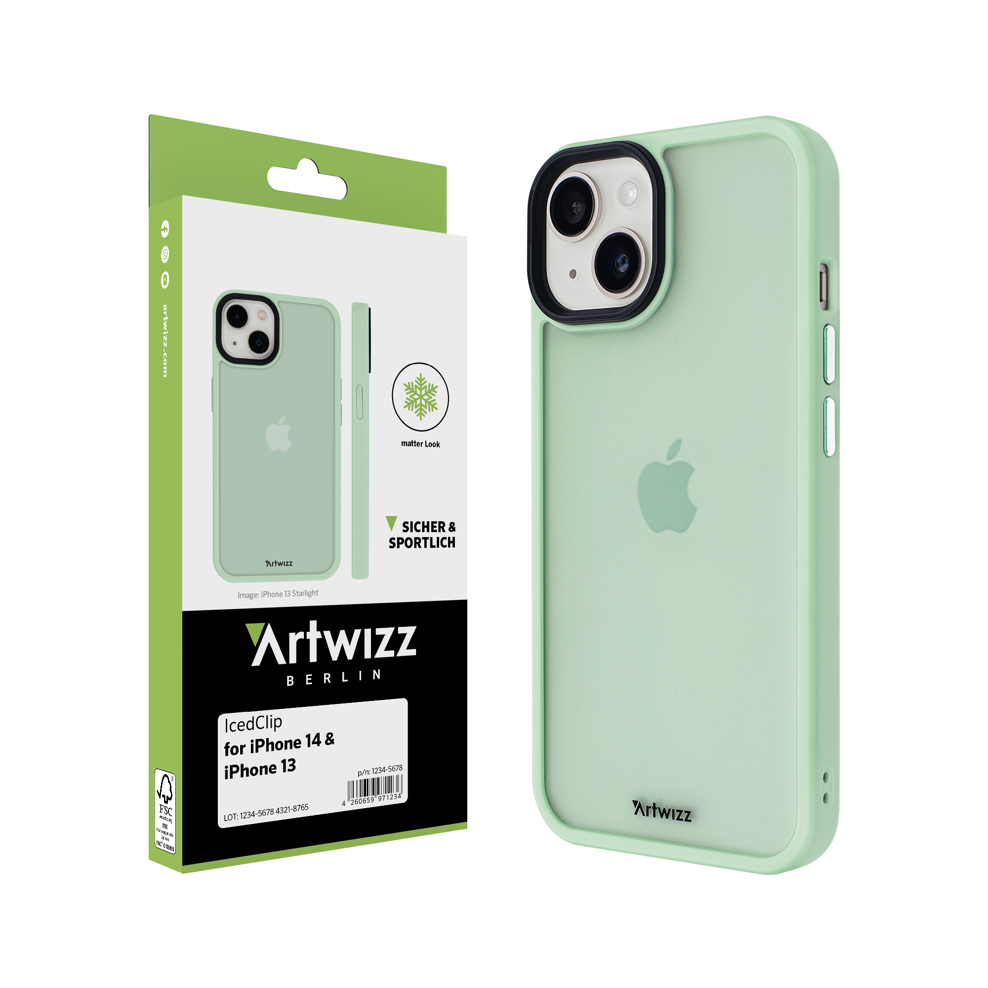 ARTWIZZ 14, iPhone Grün IcedClip, Apple, Backcover,