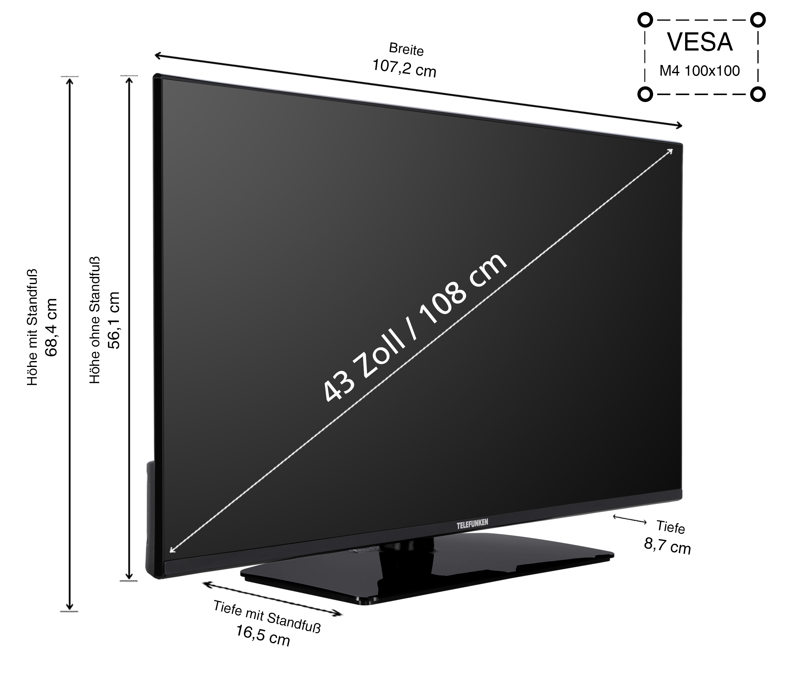 TELEFUNKEN XF43AN750M 108 TV) / 43 (Flat, Full-HD, Zoll LED TV cm, SMART