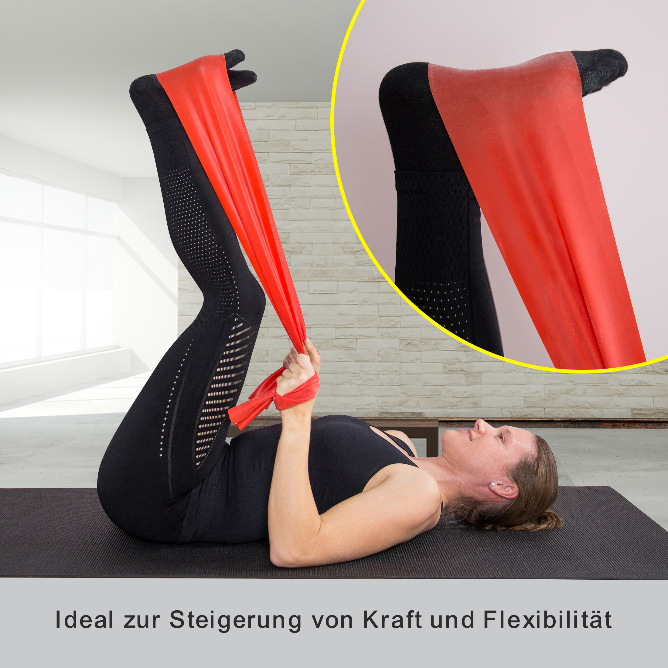 ZOOMYO elastisches Trainingsband mit Fitnessband für Elastische Rot Krafttraining Stretchband, zuhause Widerstand, unterschiedlichem