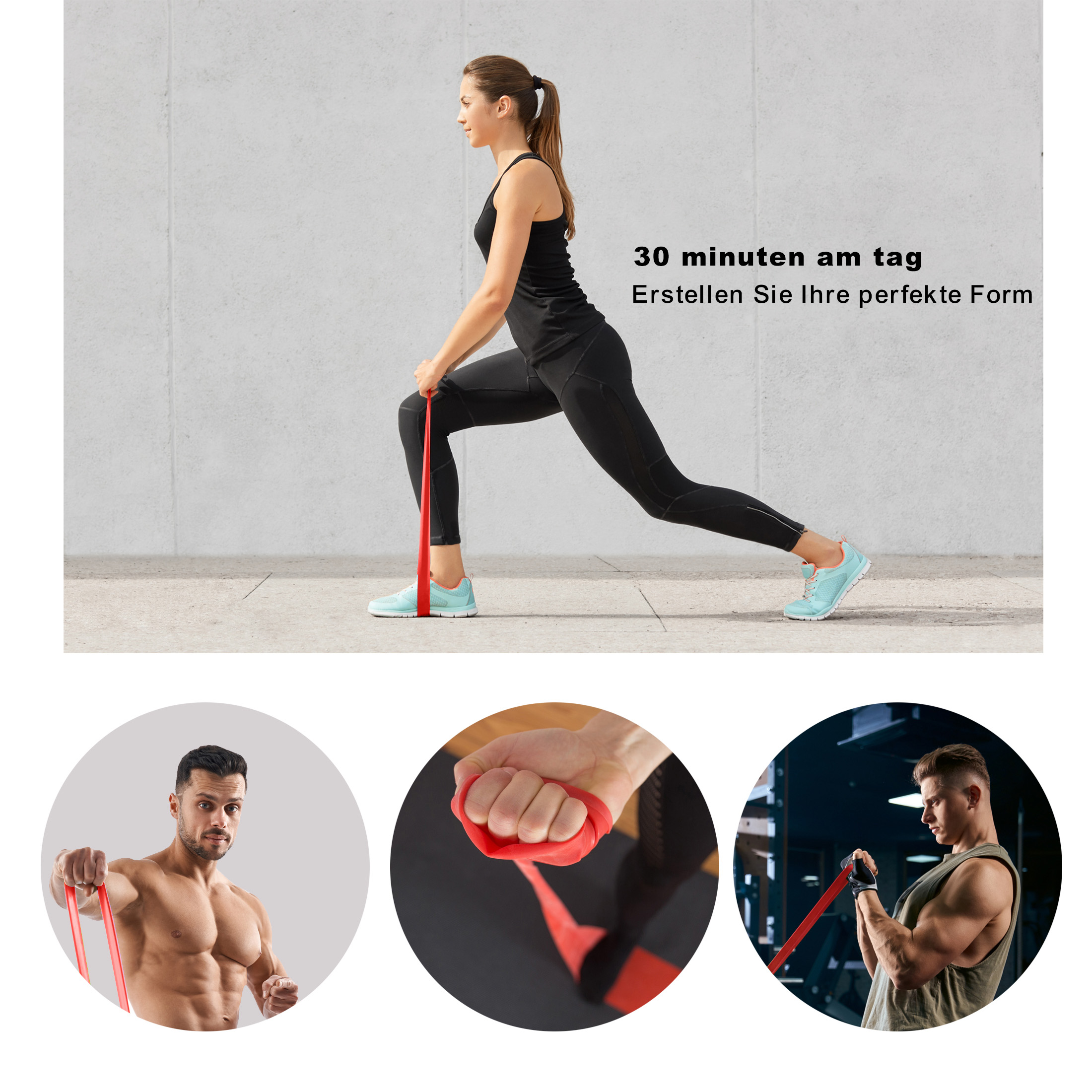 ZOOMYO elastisches Rot Widerstand, Fitnessband Krafttraining unterschiedlichem Trainingsband mit Elastische für zuhause Stretchband