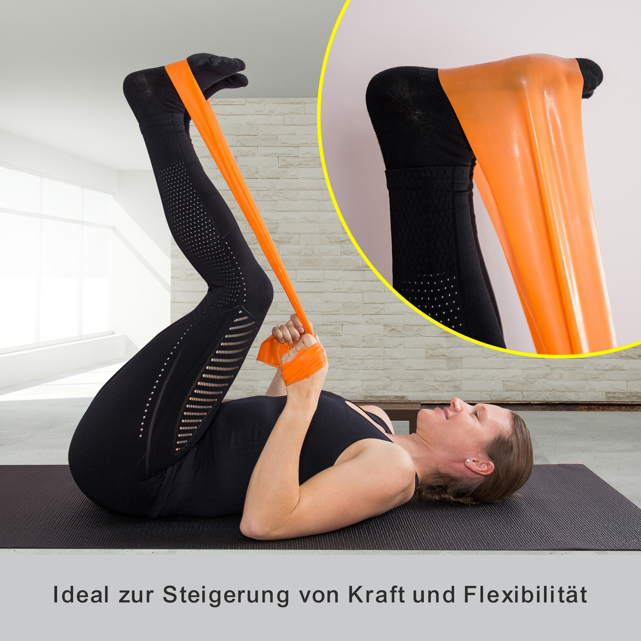 ZOOMYO elastisches mit Stretchband, für Krafttraining zuhause Widerstand, Trainingsband Orange Fitnessband unterschiedlichem Elastische