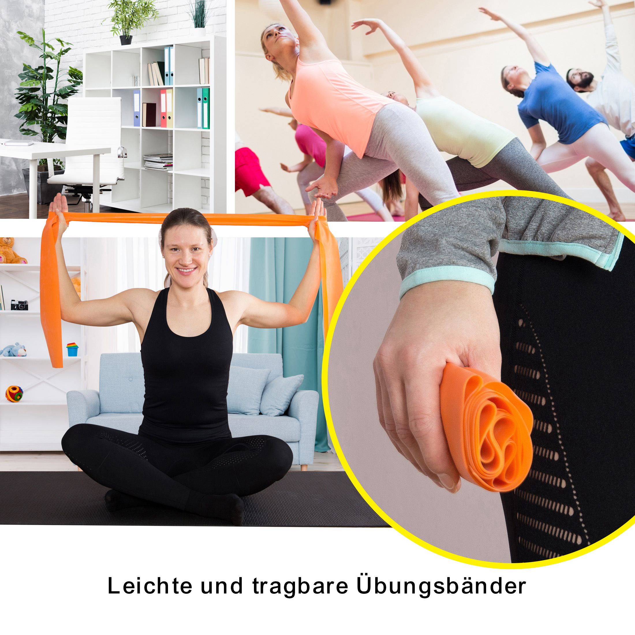 für elastisches Fitnessband Krafttraining ZOOMYO Elastische unterschiedlichem zuhause Widerstand, Orange Stretchband, Trainingsband mit