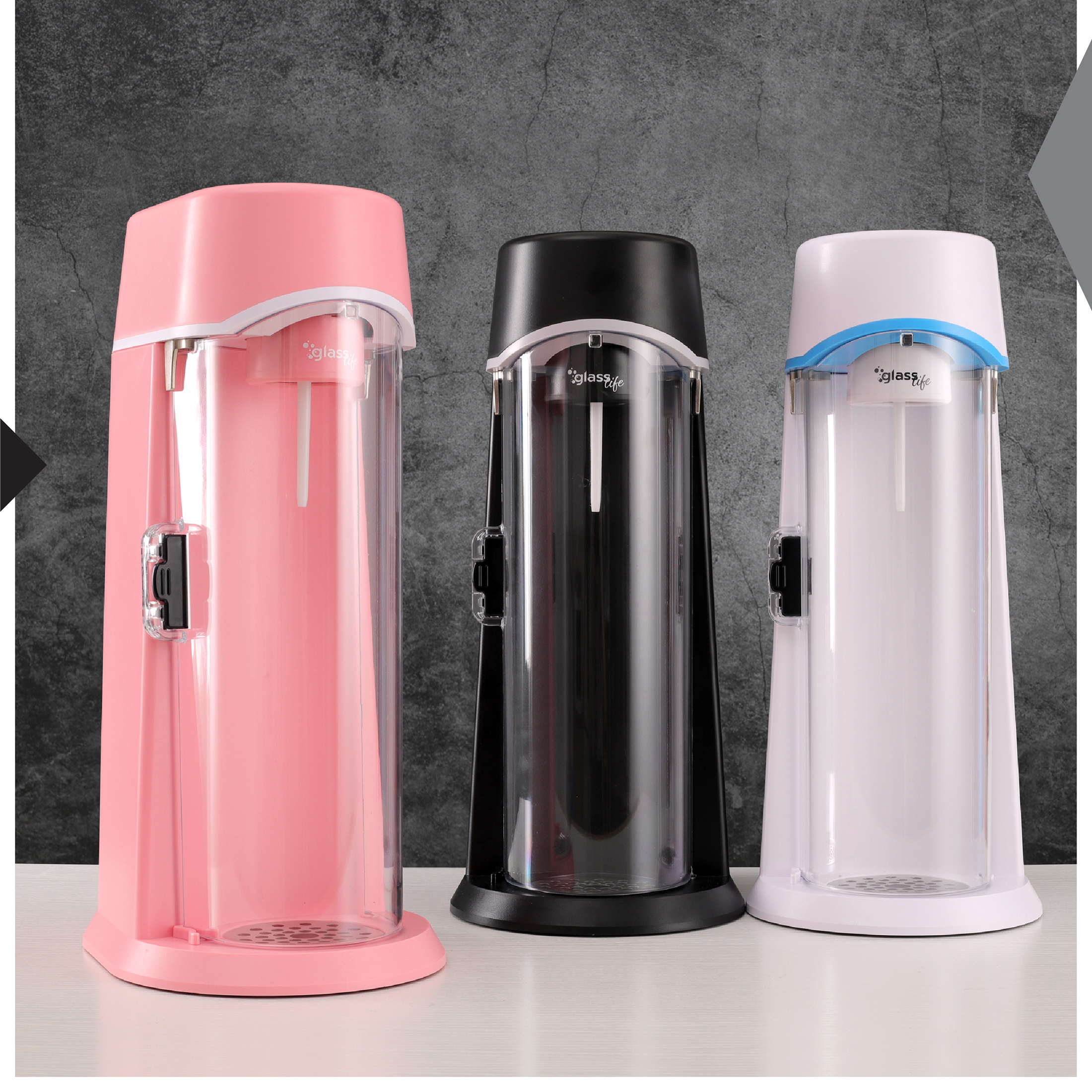 ZOOMYO eleganten CO2-Flaschen Wassersprudler große Karaffe-Design, mit Glasflasche rosa für Wassersprudler geeignet im