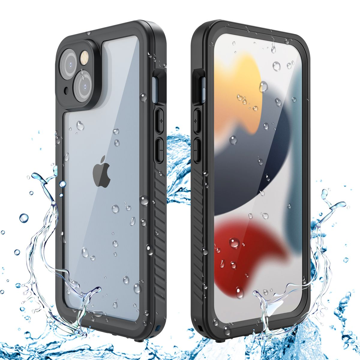 WIGENTO 360 Grad Wasserdichte 15, Cover, Schwarz Body Hülle, Apple, Full iPhone Full