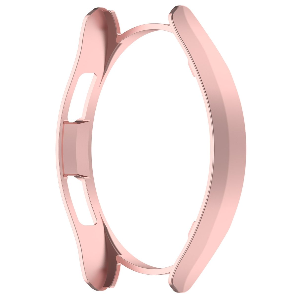 Roségoldener Uhrengehäuseschutz. Es hat eine kreisförmige Form mit Öffnungen für den Zugriff.