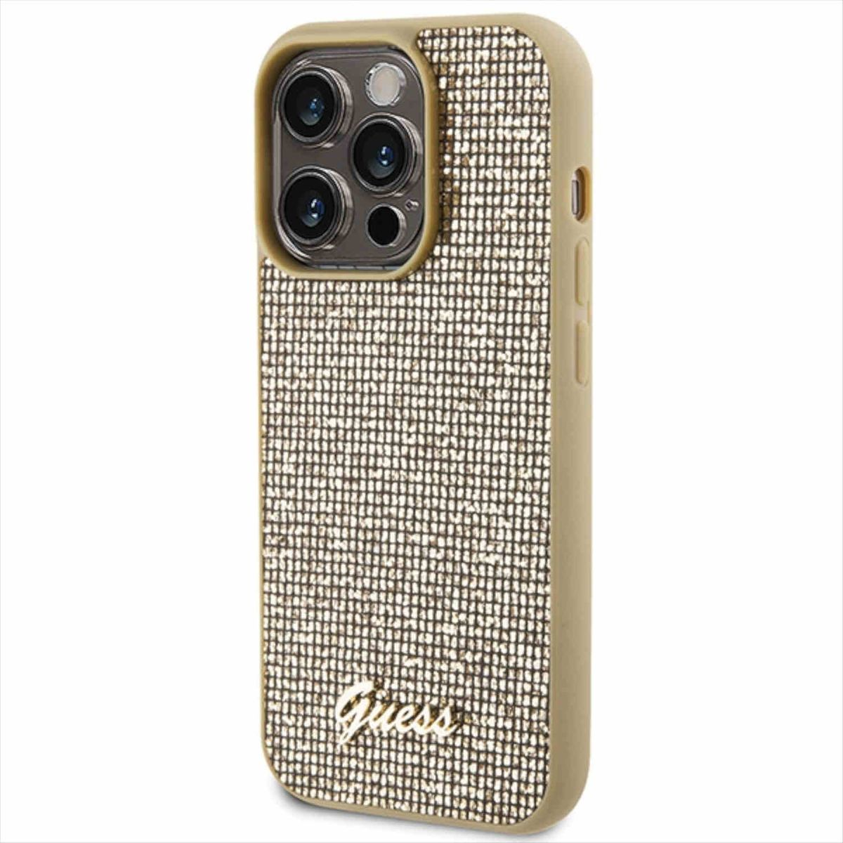 GUESS Disco Metal iPhone Backcover, Hülle, Max, Pro Gold Script 15 Apple, Design Tasche
