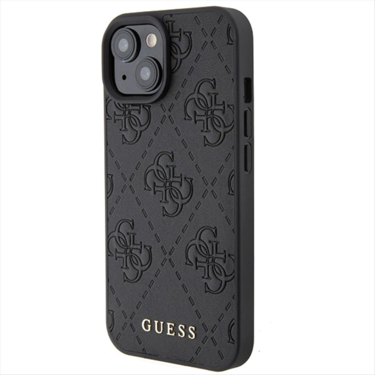 GUESS Leder 4G Backcover, 15, Design Tasche iPhone Hülle, Stamped Schwarz Apple