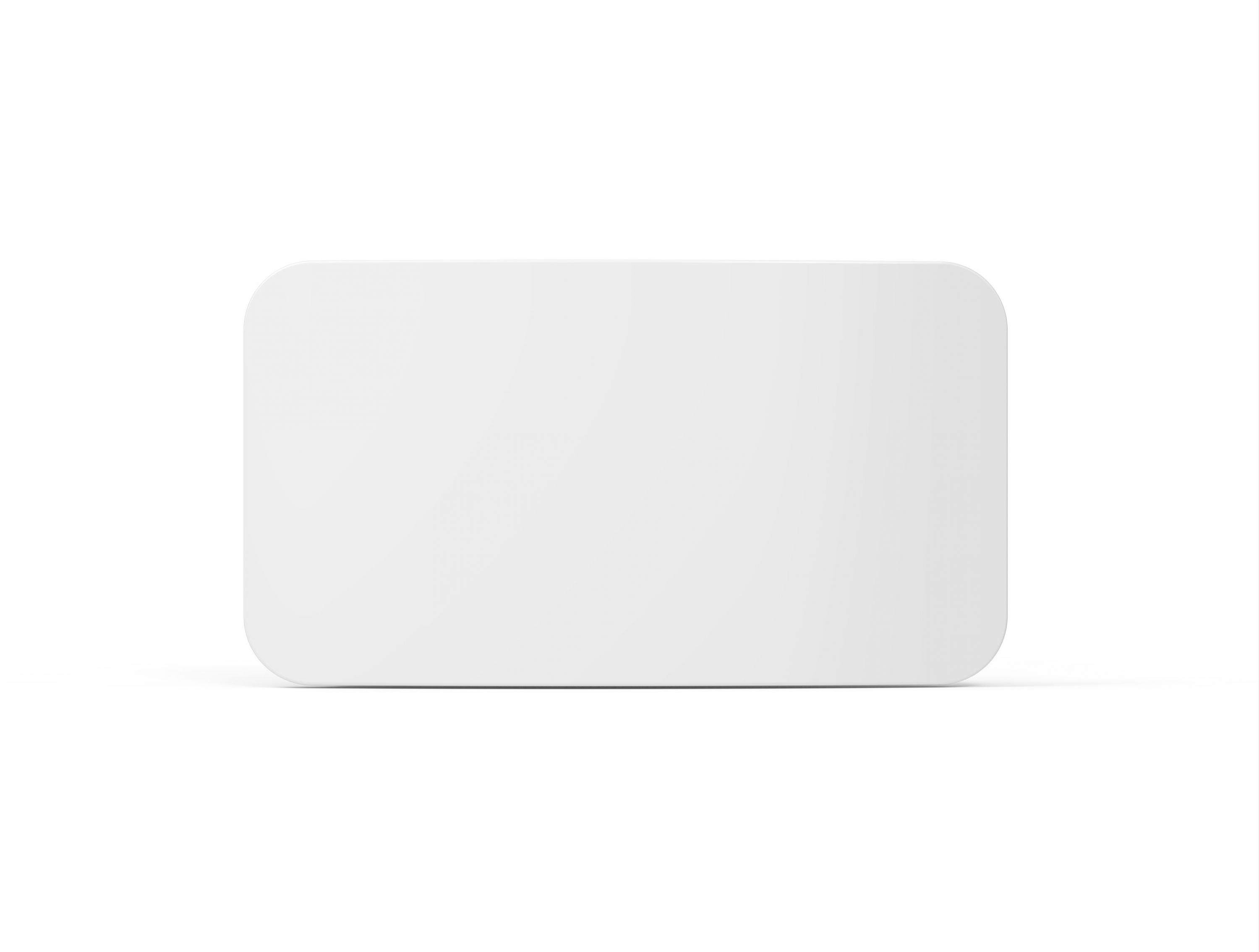Un producto blanco, rectangular con esquinas redondeadas, aislado sobre un fondo blanco. Está en blanco.