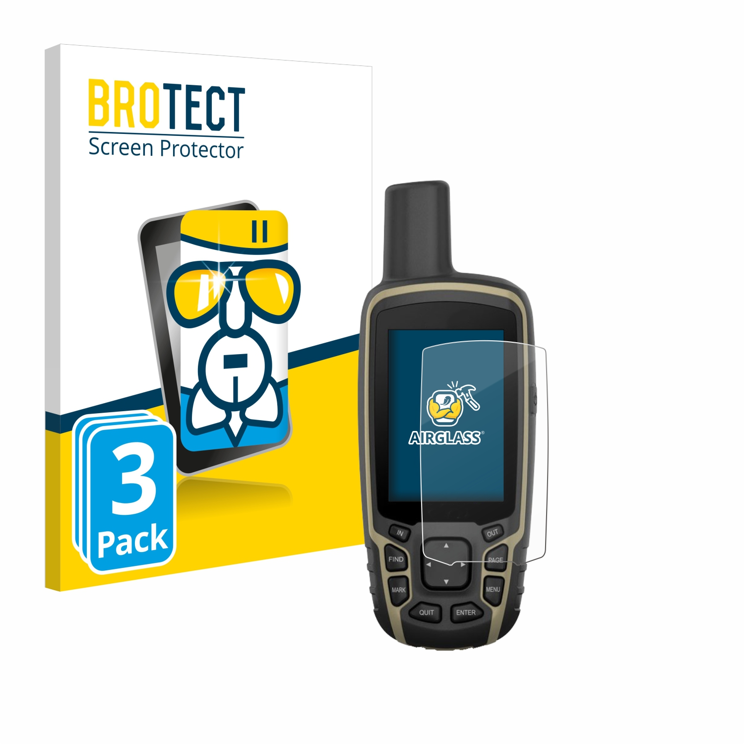 BROTECT 3x Airglass klare Schutzfolie(für Garmin 65s) GPSMAP