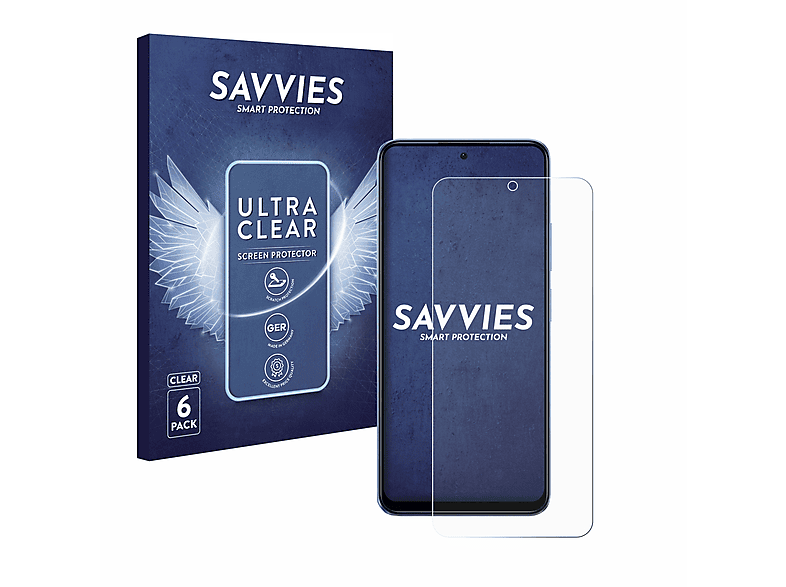 SAVVIES 6x Note Redmi 4G) klare Schutzfolie(für 12 Xiaomi