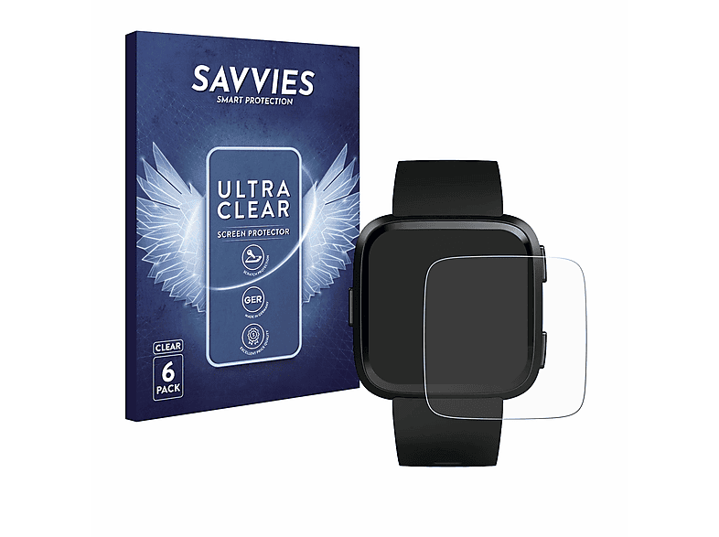 SAVVIES 6x klare Schutzfolie(für Fitbit Versa)