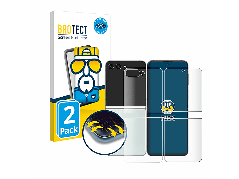 2x 5) Flex BROTECT Galaxy Full-Cover Curved Schutzfolie(für Samsung 3D Z Flip