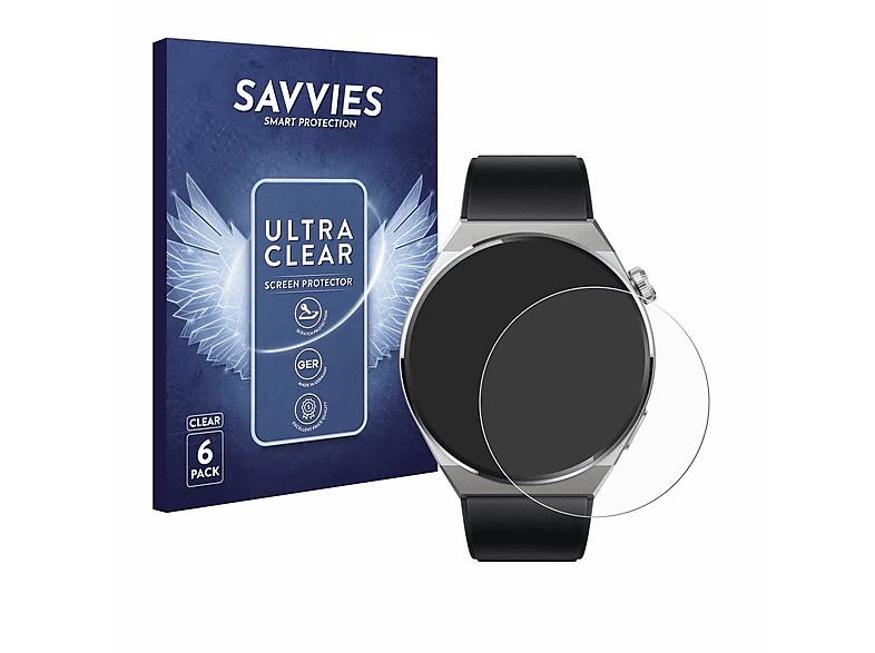 SAVVIES 6x klare Schutzfolie (für Huawei Watch GT 3 Pro Titanium (46mm))