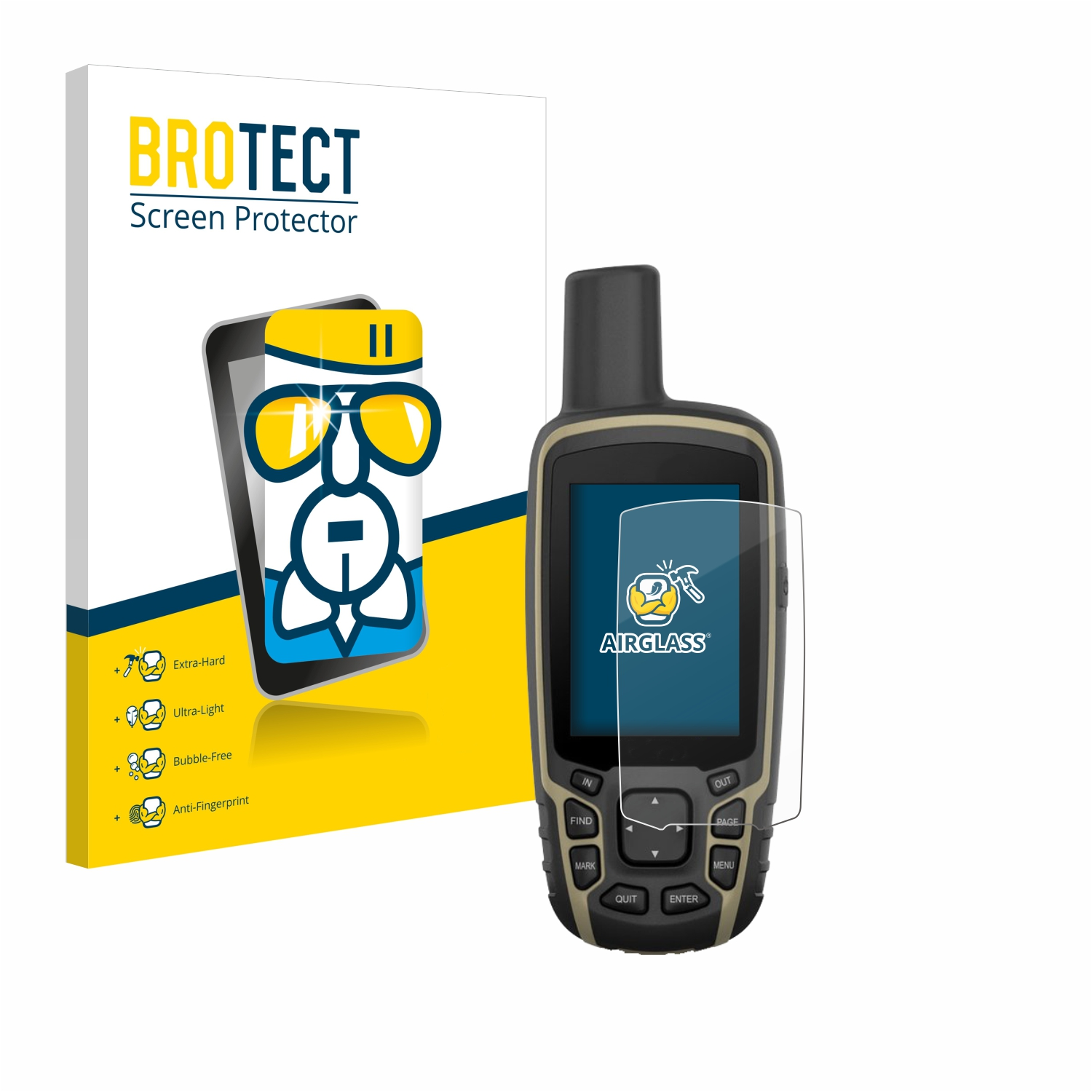 BROTECT Airglass klare Schutzfolie(für Garmin 65s) GPSMAP