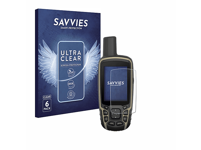 SAVVIES 6x klare Schutzfolie(für Garmin GPSMAP 65s)