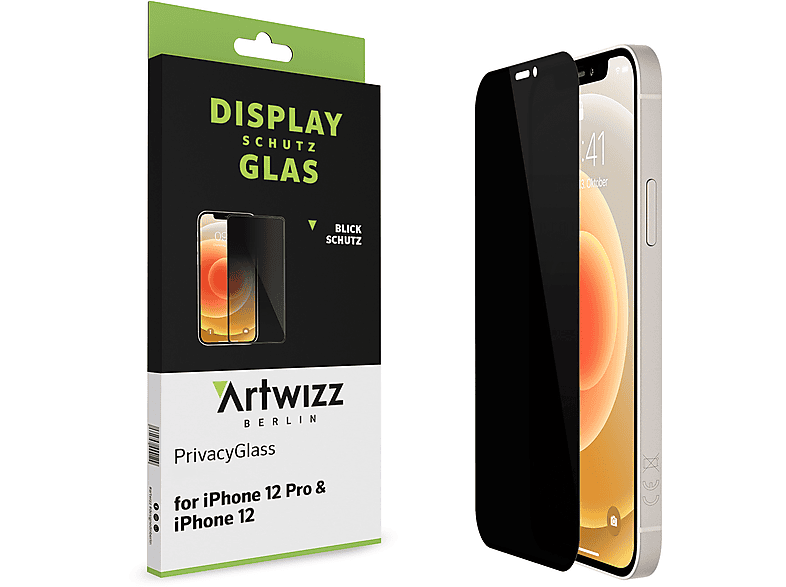ARTWIZZ PrivacyGlass Pro) 12 iPhone 12 Displayschutz(für Apple 