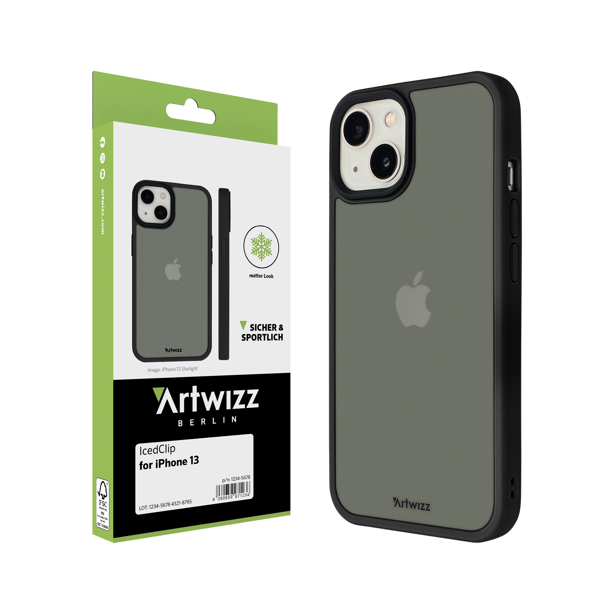 Apple, IcedClip, Backcover, 13, iPhone Schwarz ARTWIZZ