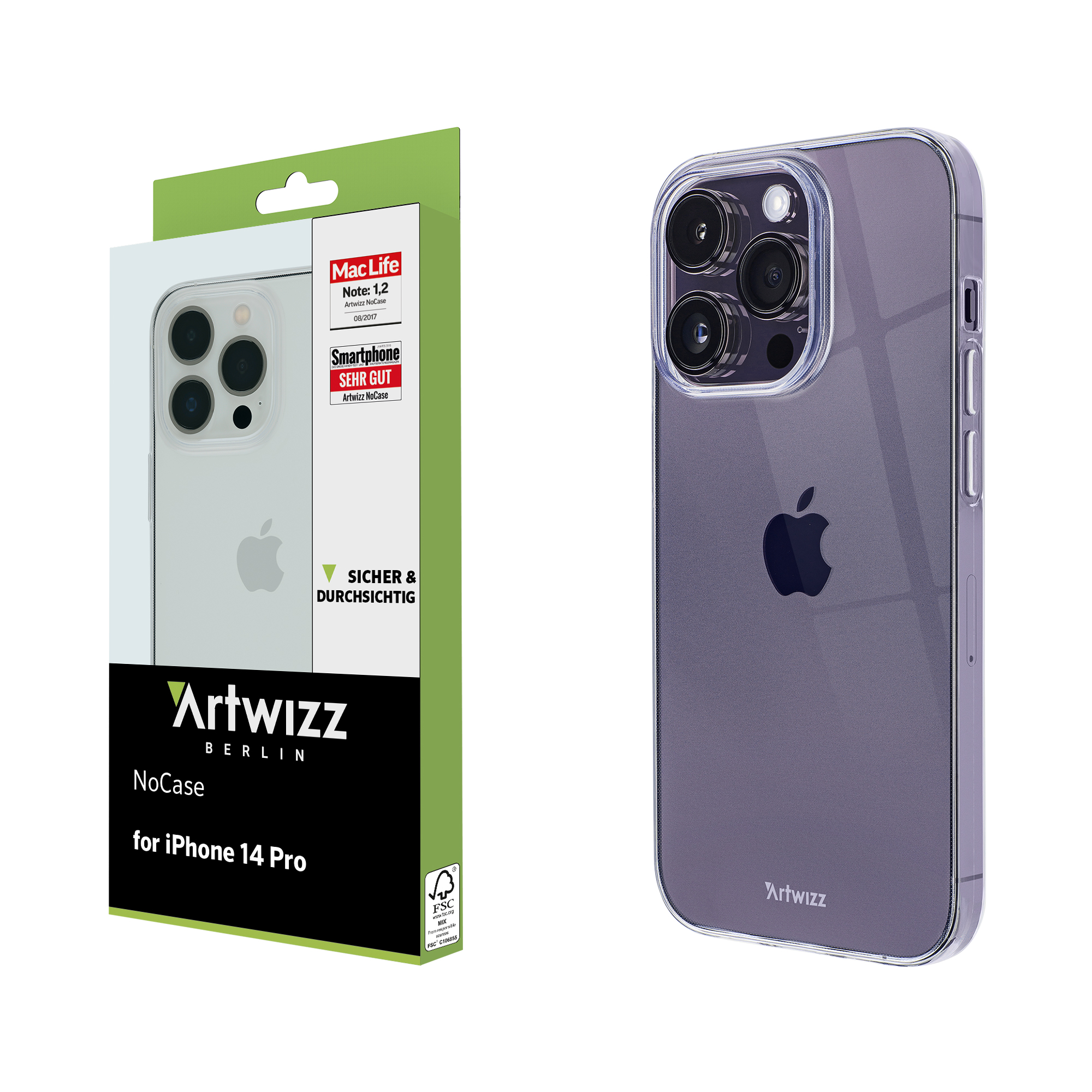 ARTWIZZ NoCase, Backcover, Apple, iPhone Pro, 14 Transparent