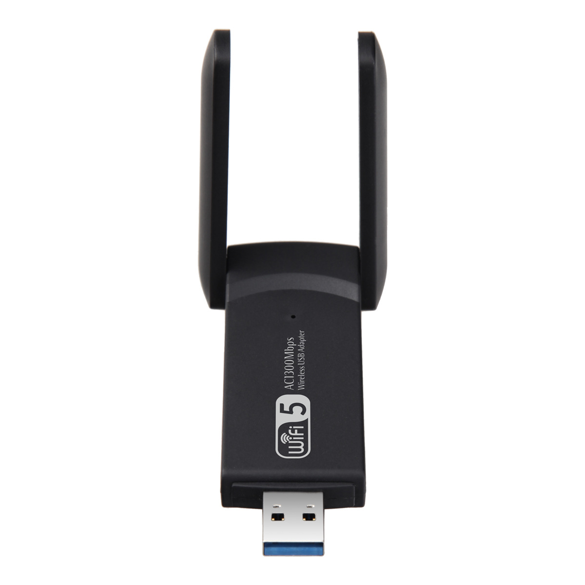 Schwarzer USB-WLAN-Adapter mit zwei Antennen, WiFi 5.