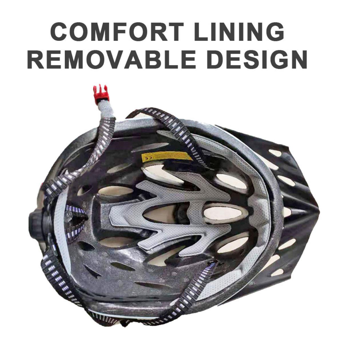 Schwarzer Helm mit Komfortfutter und abnehmbarem Design.