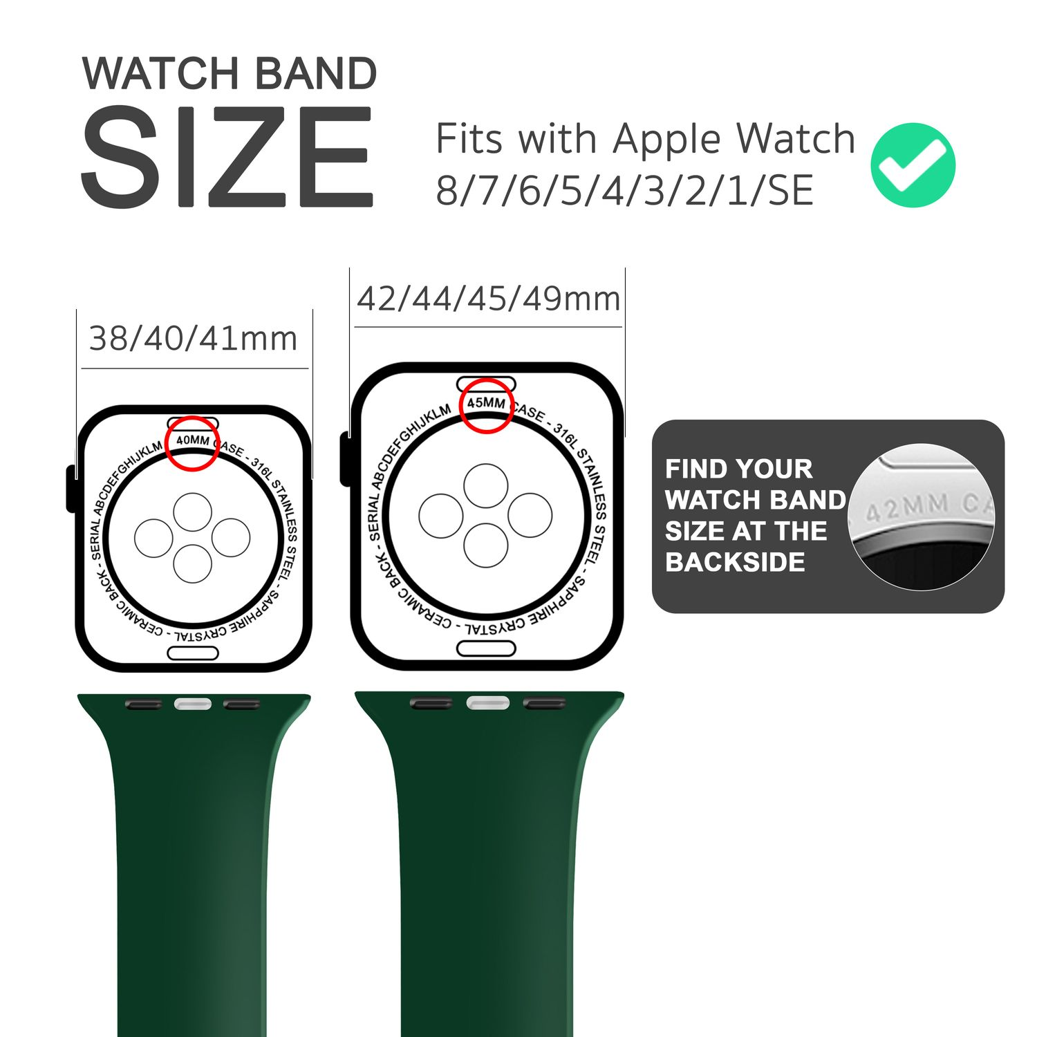 Dunkelgrün Watch Silikon 38mm/40mm/41mm, Smartwatch Armband, Apple, Ersatzarmband, Apple NALIA