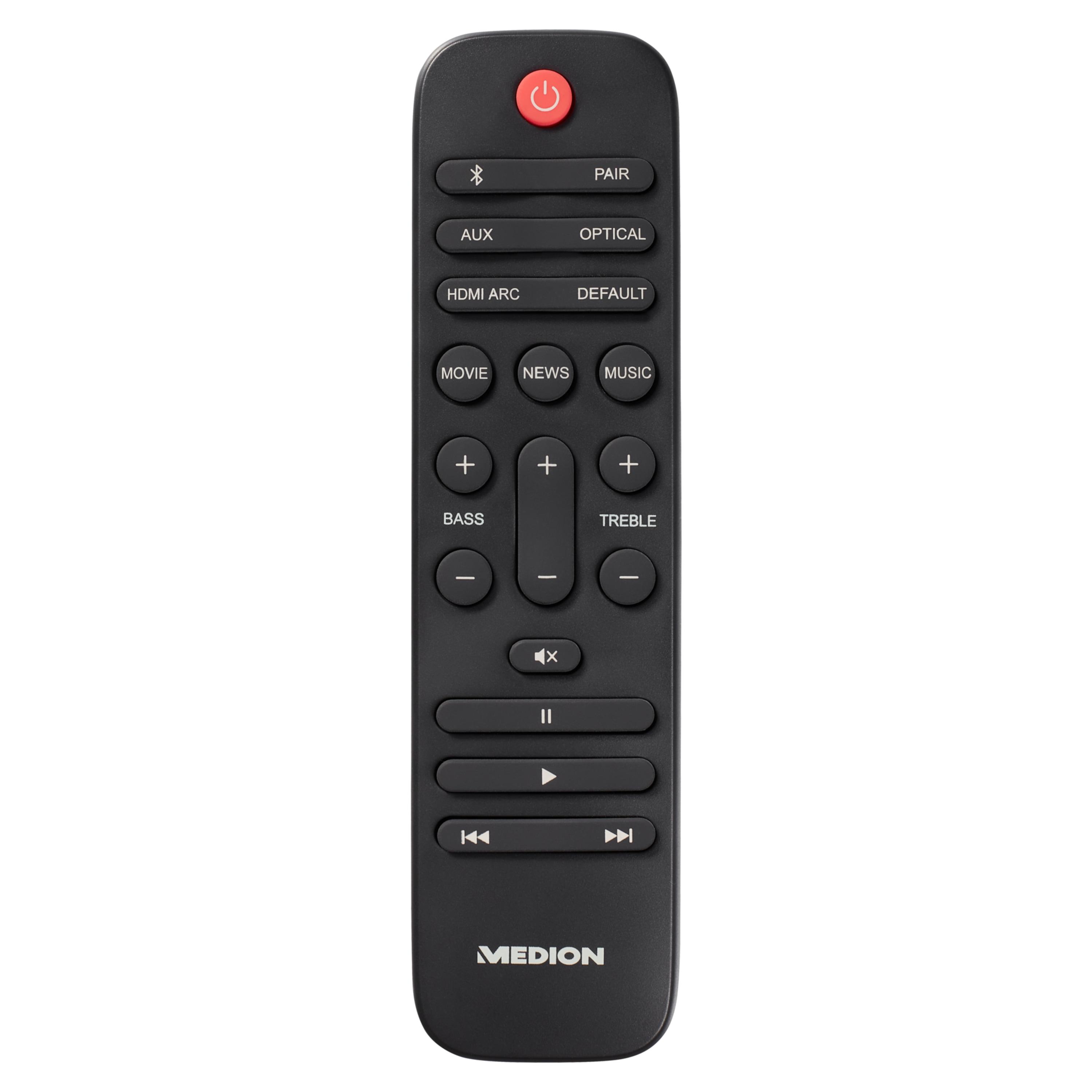 MEDION LIFE® P61155 TV, ideale zum Soundbar, 5.1, Soundbar, 2.0 2x30W RMS, Ergänzung Touch-Bedienung, Bluetooth® schwarz