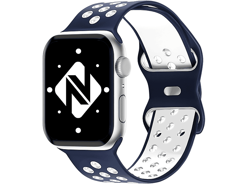 NALIA Airflow Silikon Watch Weiß Apple Apple, Smart-Watch Blau 42mm/44mm/45mm/49mm, Ersatzarmband, Armband